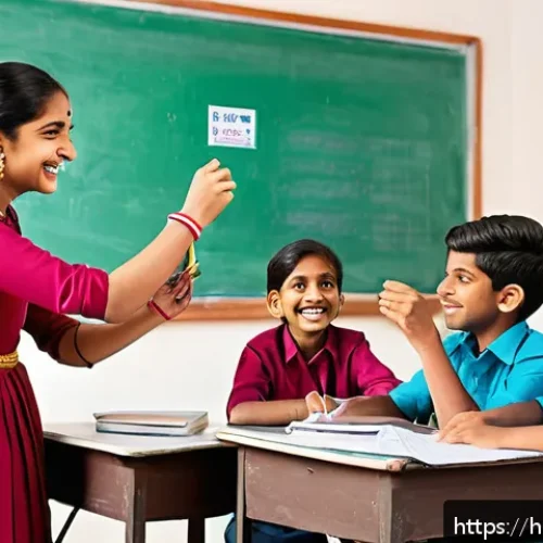 Home 27 책을 통한 어휘력 향상법 - A vibrant classroom scene in India with a diverse group of Hindi-speaking students engaging in a liv...